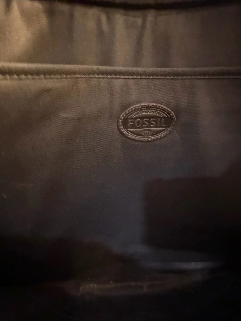 Fossil Brown Leather Briefcase with Dark Brown Accents